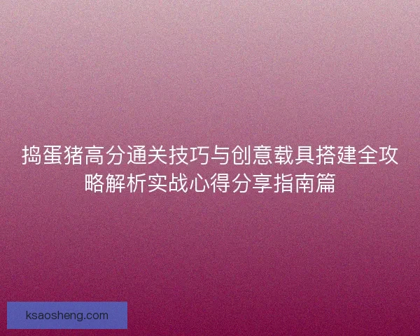 捣蛋猪高分通关技巧与创意载具搭建全攻略解析实战心得分享指南篇
