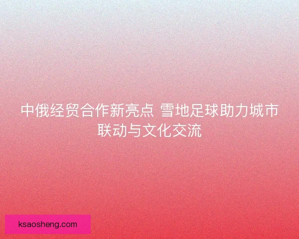 中俄经贸合作新亮点 雪地足球助力城市联动与文化交流 中俄经贸合作新亮点 雪地足球助力城市联动与文化交流